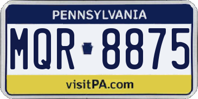 PA license plate MQR8875