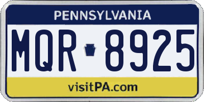 PA license plate MQR8925