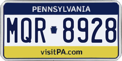 PA license plate MQR8928