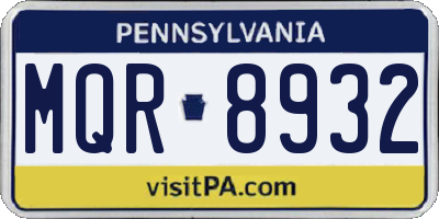 PA license plate MQR8932