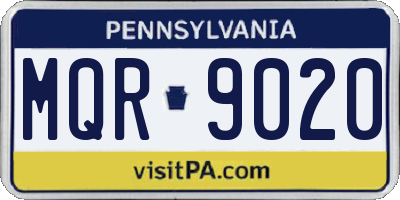 PA license plate MQR9020