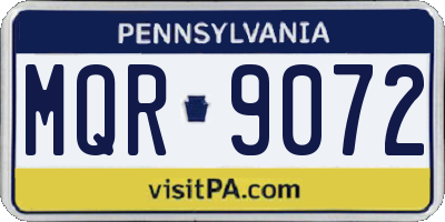 PA license plate MQR9072