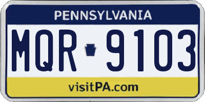 PA license plate MQR9103