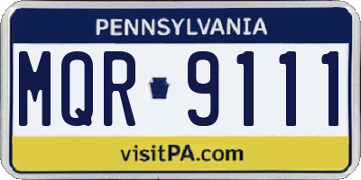 PA license plate MQR9111