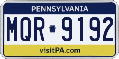 PA license plate MQR9192