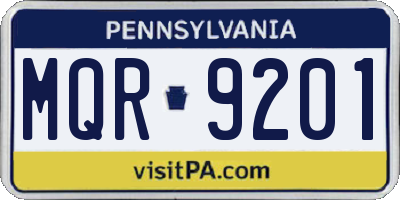 PA license plate MQR9201