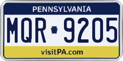 PA license plate MQR9205