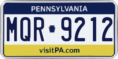 PA license plate MQR9212