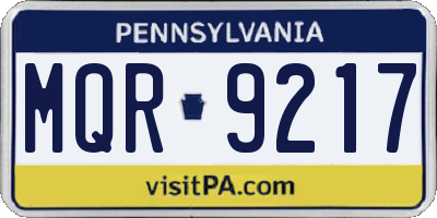 PA license plate MQR9217