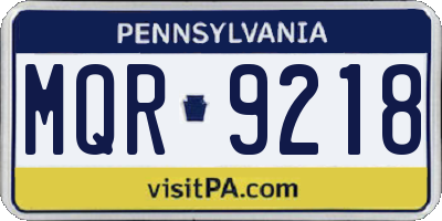 PA license plate MQR9218