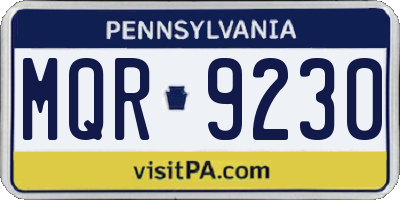 PA license plate MQR9230
