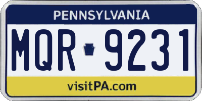 PA license plate MQR9231