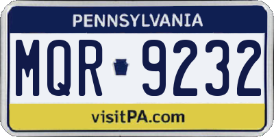 PA license plate MQR9232