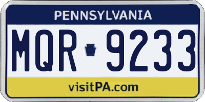 PA license plate MQR9233