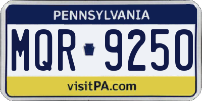 PA license plate MQR9250