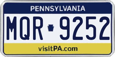 PA license plate MQR9252