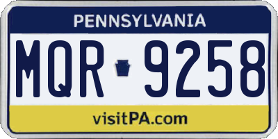 PA license plate MQR9258