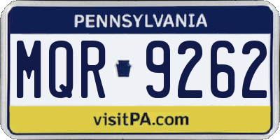 PA license plate MQR9262