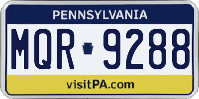 PA license plate MQR9288