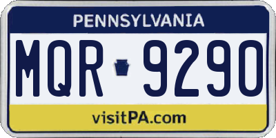 PA license plate MQR9290