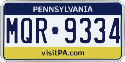 PA license plate MQR9334