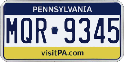 PA license plate MQR9345
