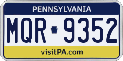 PA license plate MQR9352