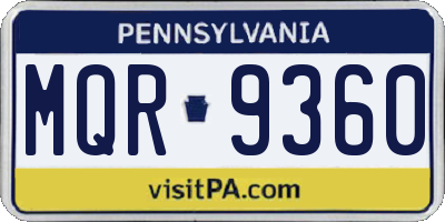 PA license plate MQR9360