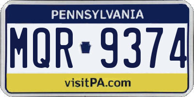 PA license plate MQR9374