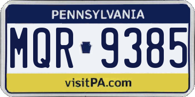 PA license plate MQR9385