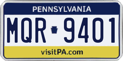 PA license plate MQR9401
