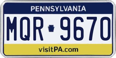 PA license plate MQR9670