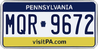 PA license plate MQR9672