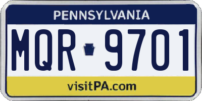 PA license plate MQR9701