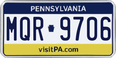 PA license plate MQR9706