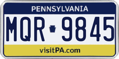 PA license plate MQR9845