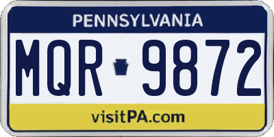 PA license plate MQR9872