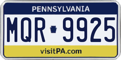 PA license plate MQR9925