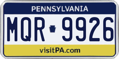 PA license plate MQR9926