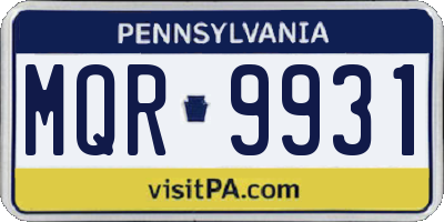 PA license plate MQR9931