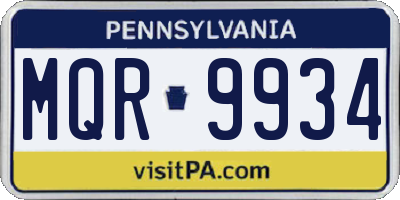PA license plate MQR9934