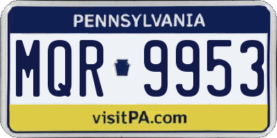 PA license plate MQR9953
