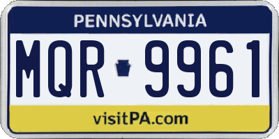 PA license plate MQR9961