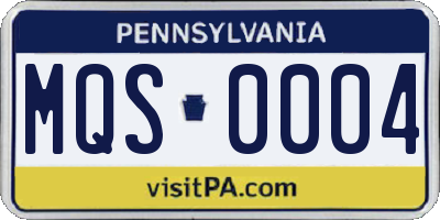 PA license plate MQS0004