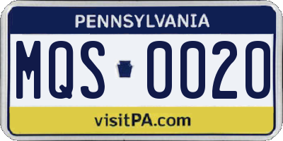 PA license plate MQS0020