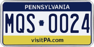 PA license plate MQS0024