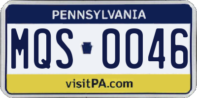 PA license plate MQS0046
