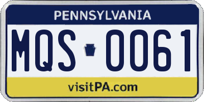 PA license plate MQS0061