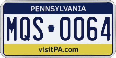 PA license plate MQS0064