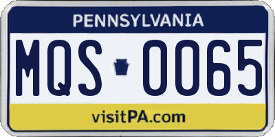 PA license plate MQS0065